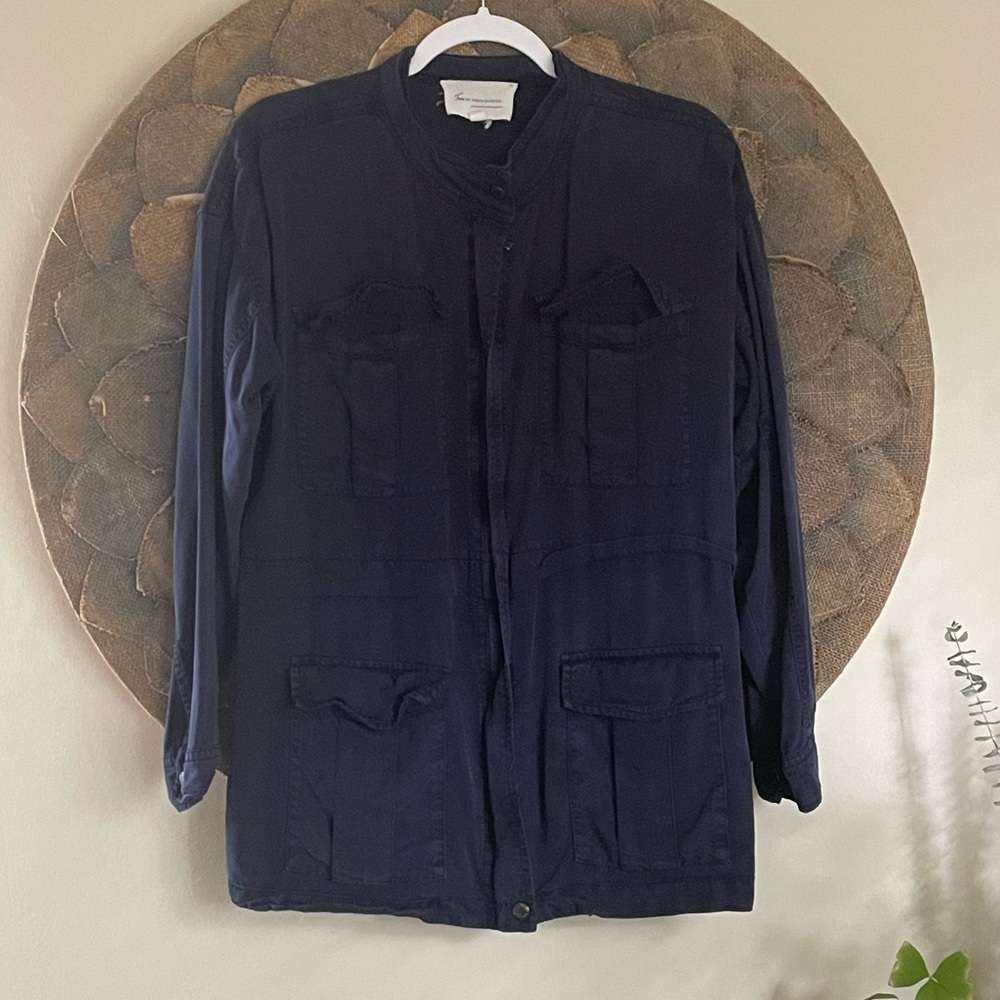 Two by Vince Camuto Navy Tencel Utility Jacket